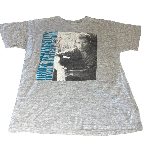 VTG 80s Bruce Springsteen Tunnel of Love Express Tour Gray T-Shirt 50-50 - Picture 1 of 9